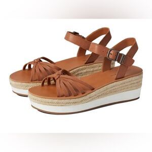 Lucky Brand Sandals Women’s 8 Juniffer Brown Leather Platform Wedge New